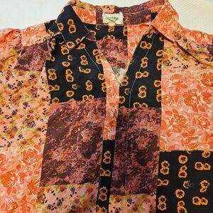 Anthropolgie Porridge Ivonne Patch Work flower print blouse womens Medium